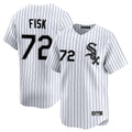 Fenge C.White Sox #72 Carlton Fisk Player White Stripe Limited Home Stitched Jerseys