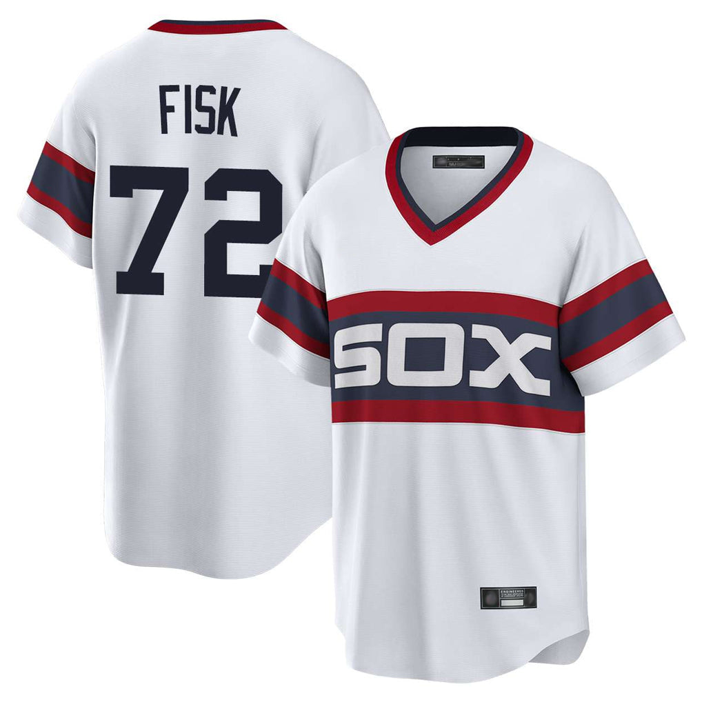 Fenge C.White Sox #72 Carlton Fisk Player White T-shirt Home Game Stitched Jerseys