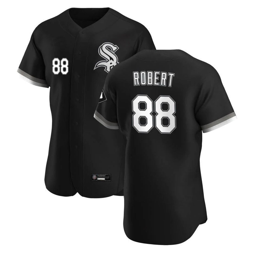 Fenge C.White Sox #88 Luis Robert Jr Player Black Limited Elite Home Stitched Jerseys