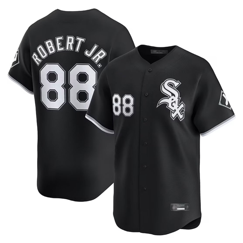 Fenge C.White Sox #88 Luis Robert Jr Player Black Limited Home Stitched Jerseys