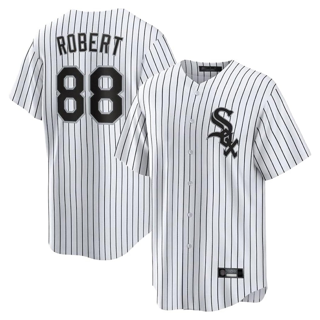 Fenge C.White Sox #88 Luis Robert Jr Player White Stripe Home Game Stitched Jerseys