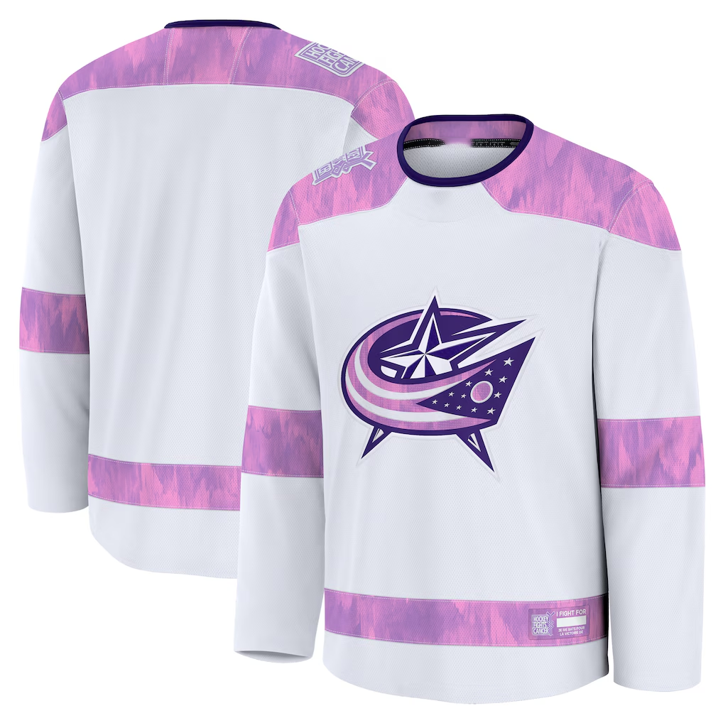 Fenge CB.Jackets White 2024 Hockey Fights Cancer Practice Jersey