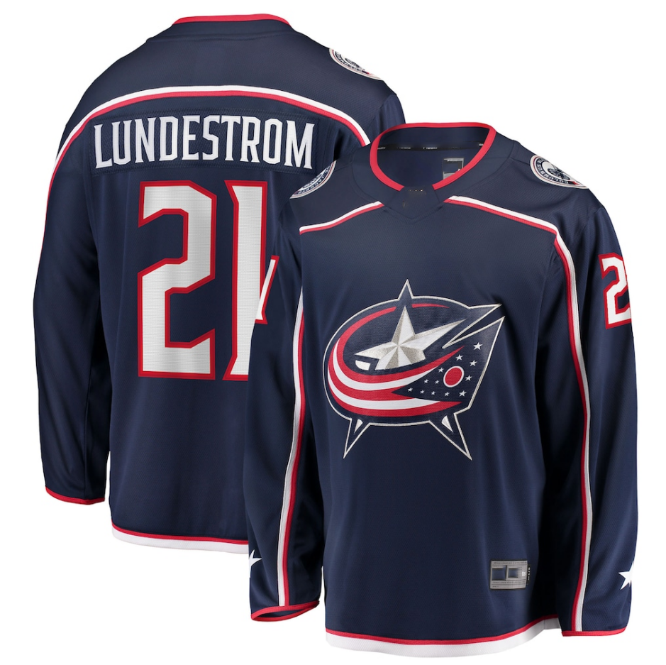 Fenge CB.Jackets #21 Isac Lundestrom Navy Home Breakaway Jersey