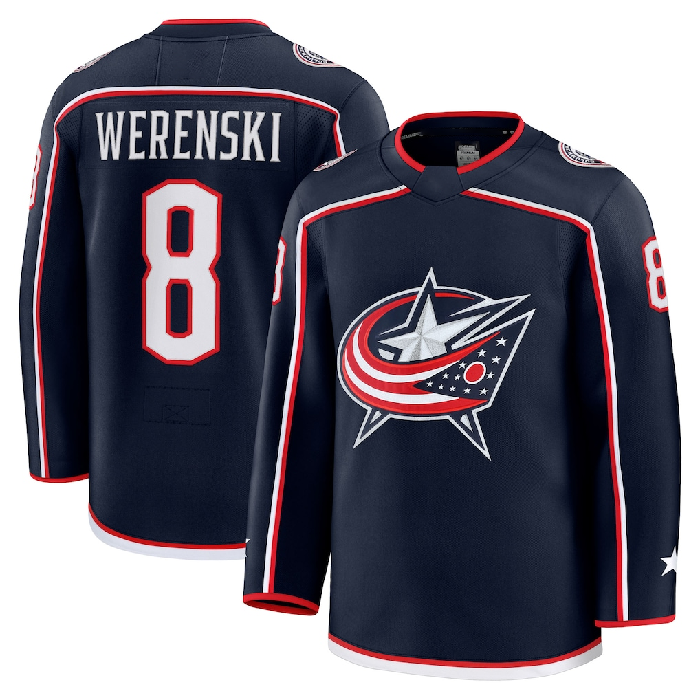 Fenge CB.Jackets #8 Zach Werenski Navy Home Premium Jersey