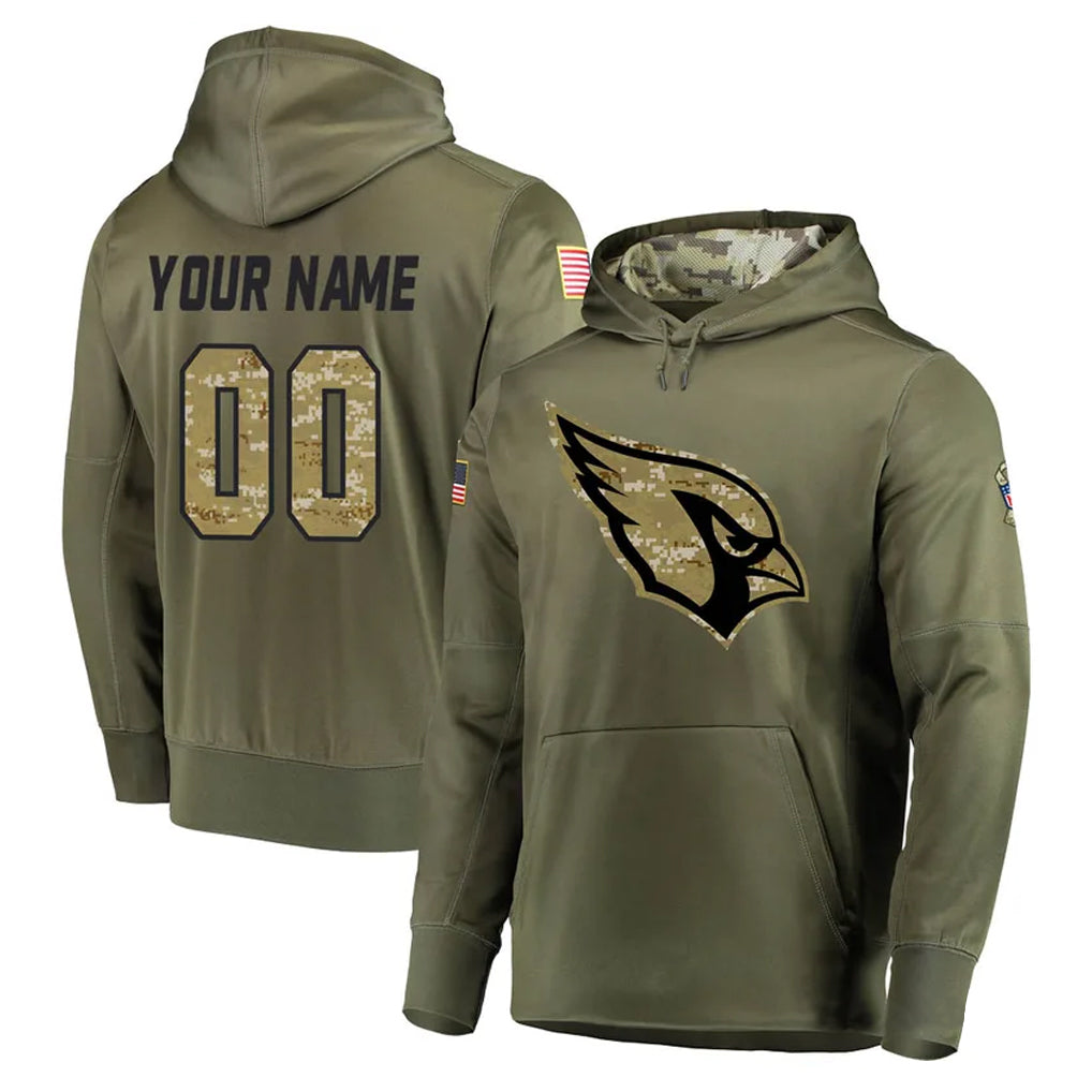 Fenge Custom A.Cardinals Olive Salute to Service Limited Hoodie Any Name & Numbers Stitched Jerseys
