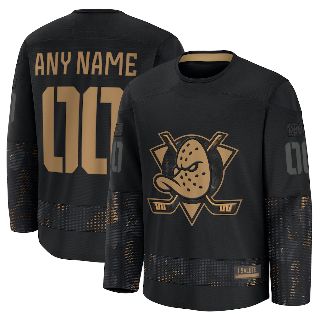 Fenge Custom A.Ducks Black 2024 Military Appreciation Practice Jerseys