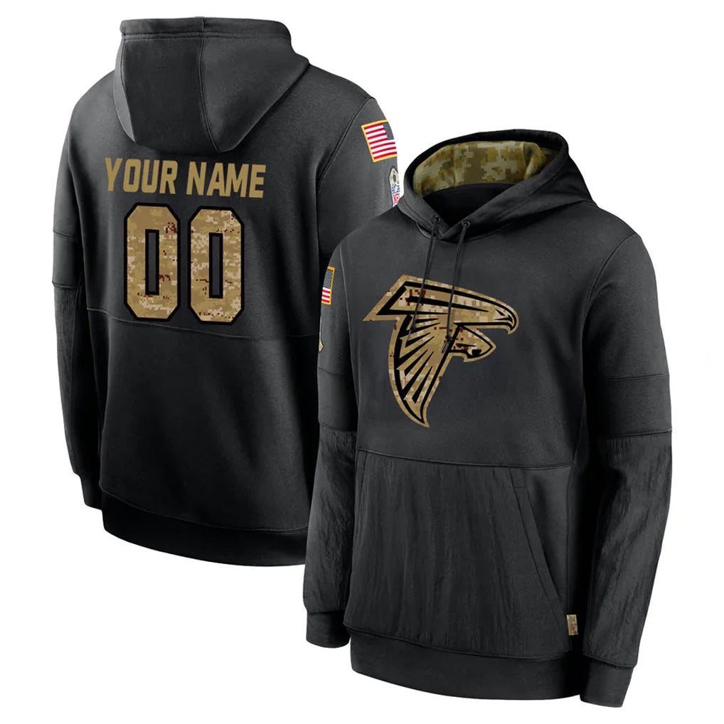 Fenge Custom A.Falcons Black Salute to Service Fleece Hoodie Any Name & Numbers Stitched Jerseys