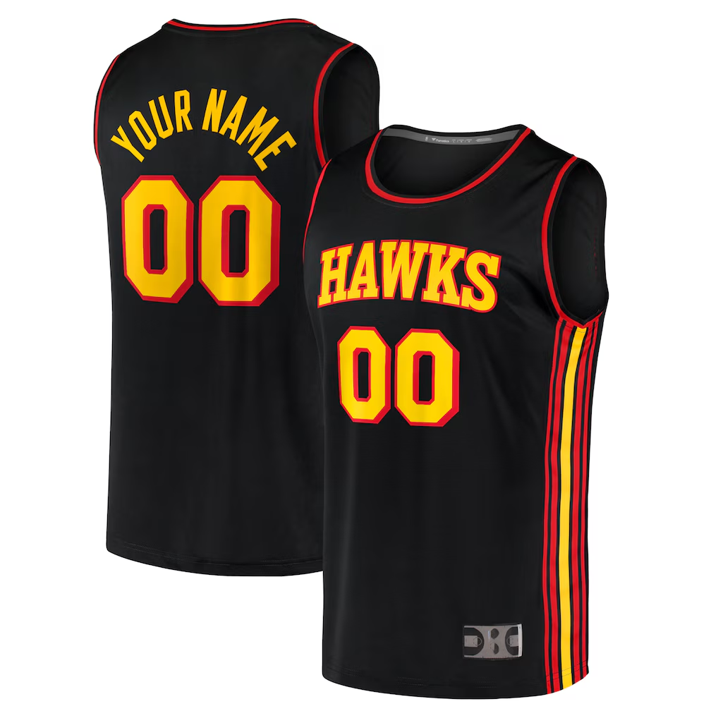 Fenge Custom A.Hawks Black Fast Break Replica Jerseys - Statement Edition
