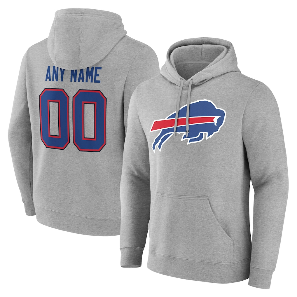 Fenge Custom B.Bills Gray Team Authentic Personalized Name & Number Hoodie Stitched Jerseys
