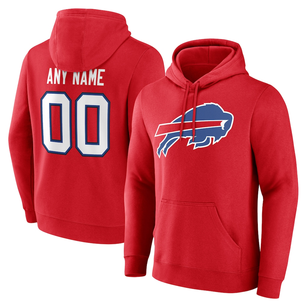 Fenge Custom B.Bills Red Team Authentic Personalized Name & Number Hoodie Stitched Jerseys