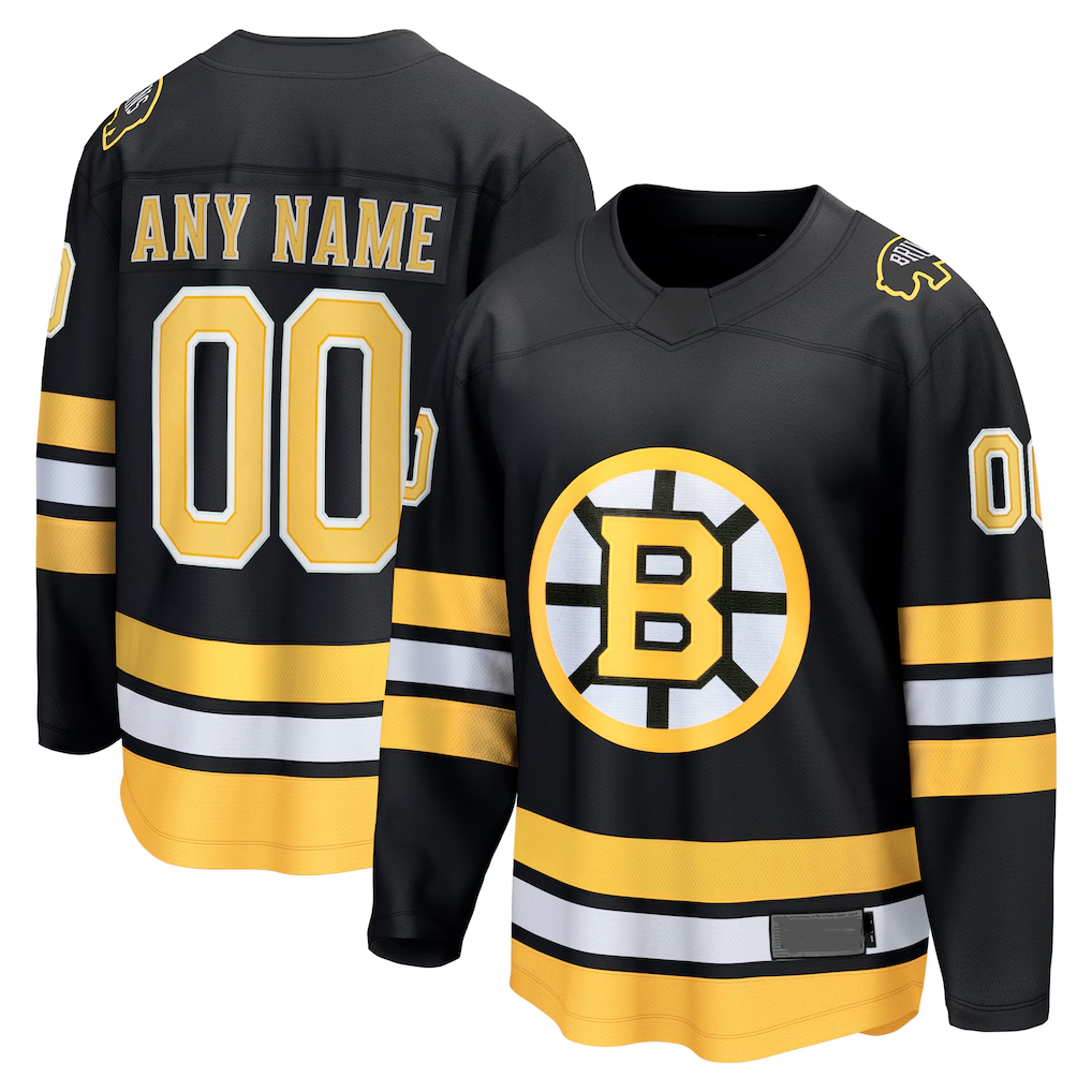 Fenge Custom B.Bruins Black Home Breakaway Stitched Jerseys