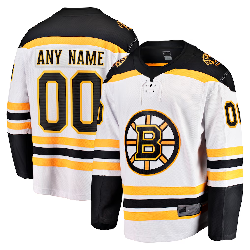 Fenge Custom B.Bruins White Away Breakaway Stitched Jerseys