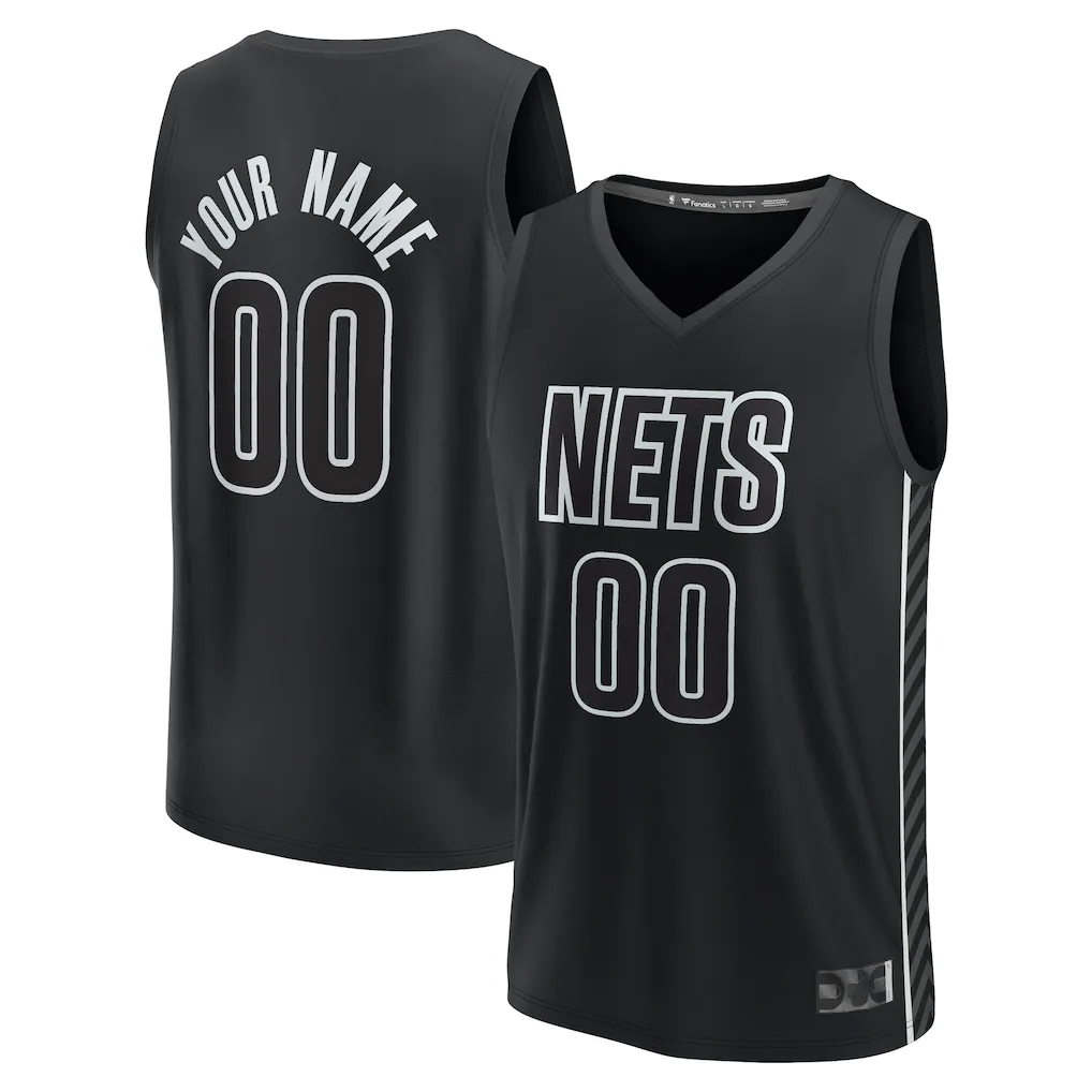 Fenge Custom B.Nets Fanatics Black Fast Break Stitched Jerseys- Statement Edition