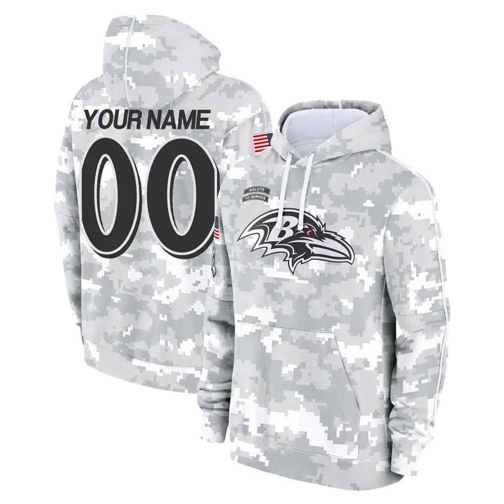 Fenge Custom B.Ravens Black Pullover Hoodie Any Name & Numbers Stitched Jerseys
