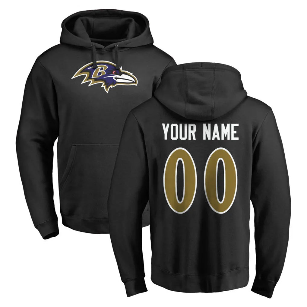 Fenge Custom B.Ravens Black Pullover Hoodie Any Name & Numbers Stitched Jerseys