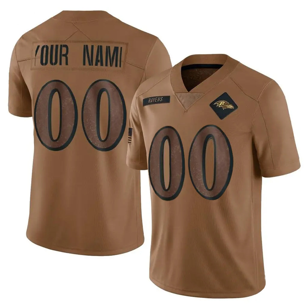 Fenge Custom B.Ravens Brown Salute To Service Limited Any Name & Numbers Stitched Jerseys