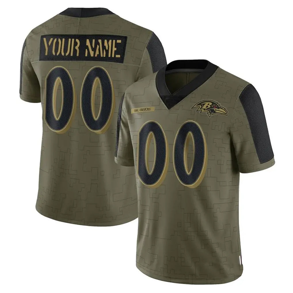 Fenge Custom B.Ravens Olive Salute To Service Limited Game Any Name & Numbers Stitched Jerseys