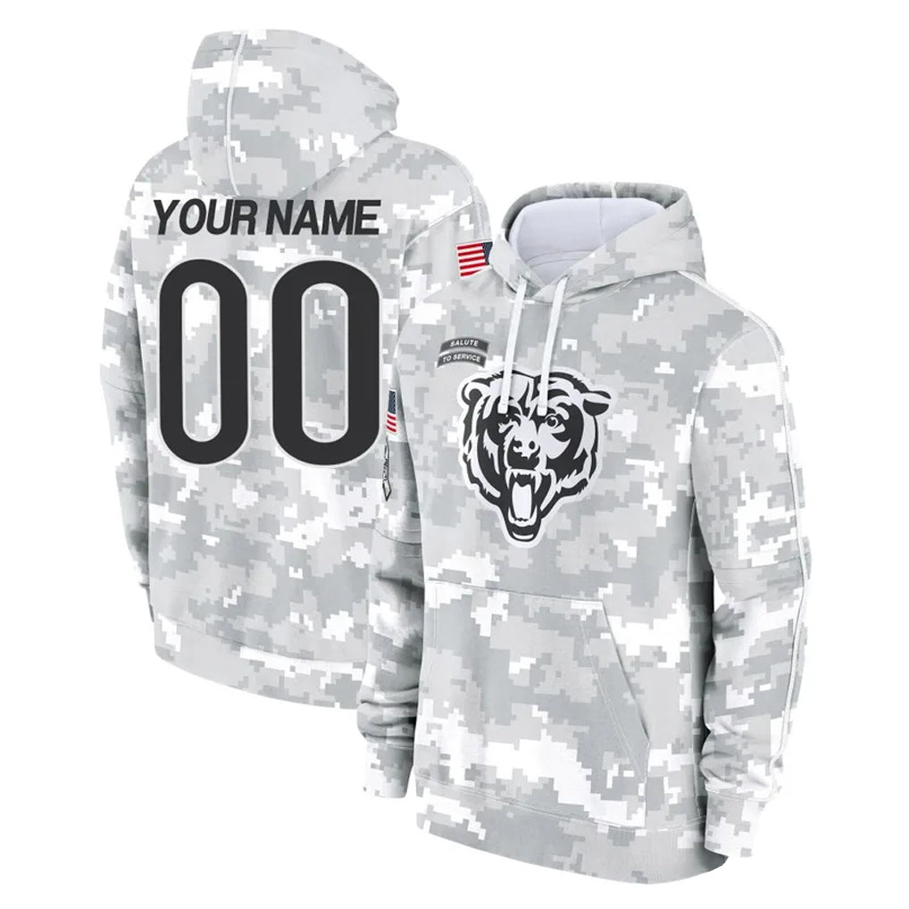 Fenge Custom C.Bears Arctic Camo Salute to Service Pullover Hoodies Limited Any Name & Numbers Stitched Jerseys
