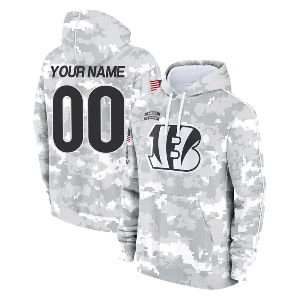 Fenge Custom C.Bengals Arctic Camo Salute to Service Pullover Hoodie Limited Any Name & Numbers Stitched Jerseys