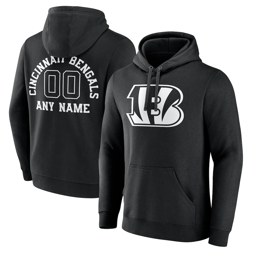 Fenge Custom C.Bengals Black Personalized Name & Number Pullover Hoodie Stitched Jerseys