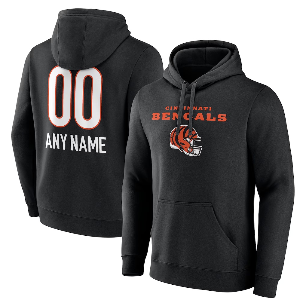 Fenge Custom C.Bengals Black Personalized Name & Number Team Wordmark Pullover Hoodie Stitched Jerseys