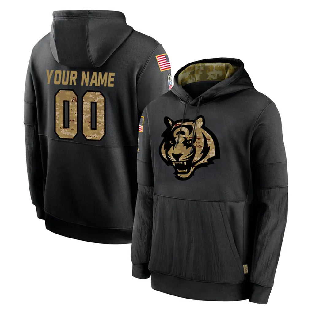 Fenge Custom C.Bengals Black Salute to Service Pullover Hoodies Any Name & Numbers Stitched Jerseys