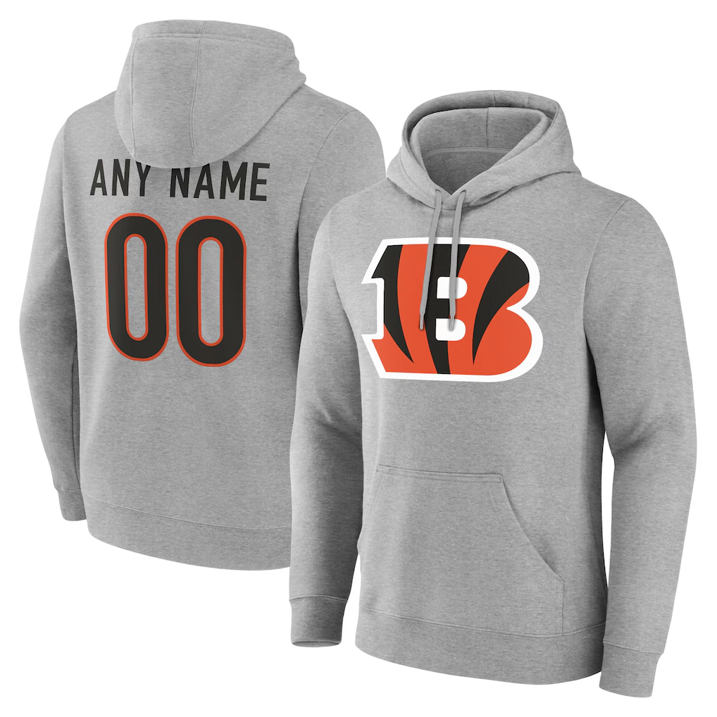 Fenge Custom C.Bengals Gray Team Authentic Personalized Name & Number Hoodie Stitched Jerseys