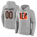 Fenge Custom C.Bengals Gray Team Authentic Personalized Name & Number Hoodie Stitched Jerseys