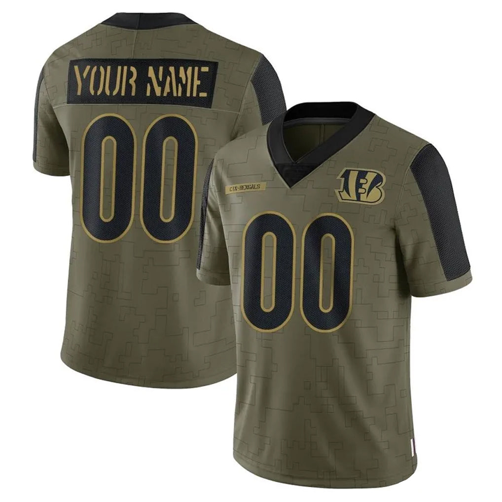 Fenge Custom C.Bengals Olive Salute to Service Game Any Name & Numbers Stitched Jerseys