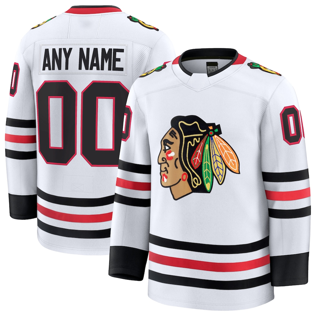 Fenge Custom C.Blackhawks White Away Premium Jerseys