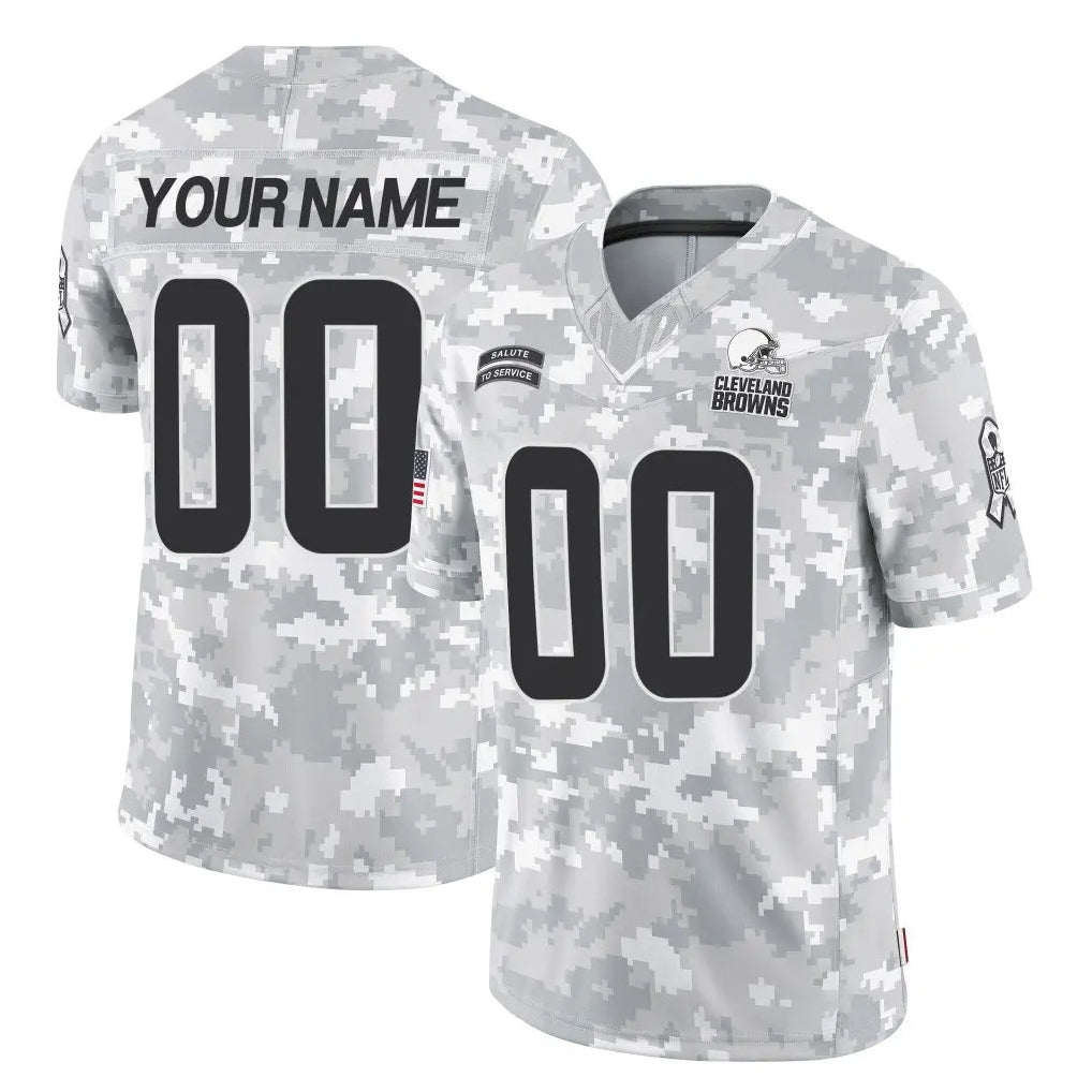 Fenge Custom C.Browns Arctic Camo Salute to Service Limited Home Game Any Name & Numbers Stitched Jerseys