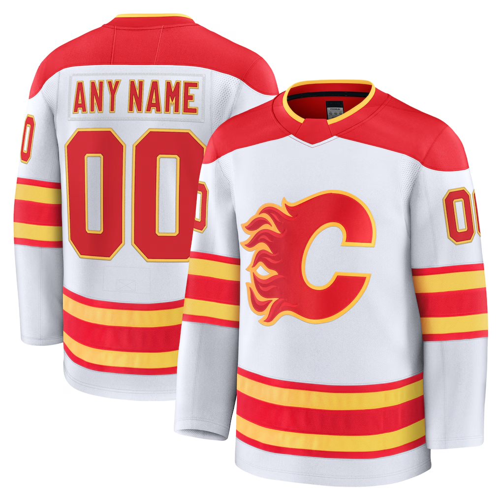 Fenge Custom C.Flames White Away Premium Jerseys