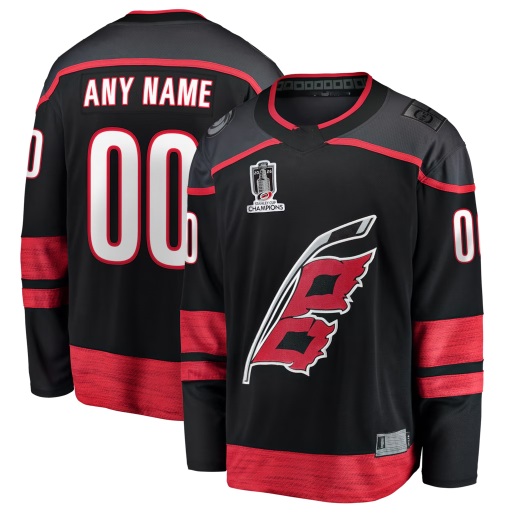Fenge Custom C.Hurricanes Black 2026 Stanley Cup Champions Home Breakaway Custom Stitched Jerseys