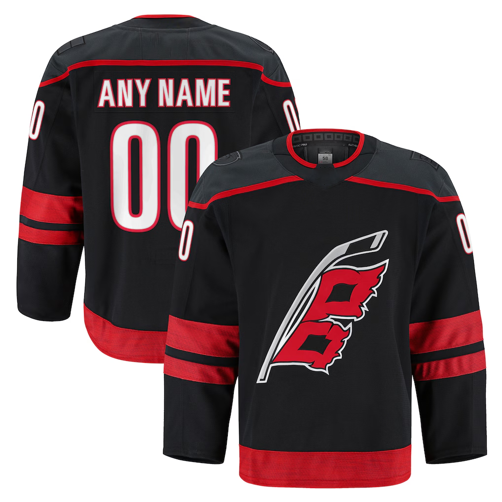 Fenge Custom C.Hurricanes Black Home Authentic Pro Stitched Jerseys