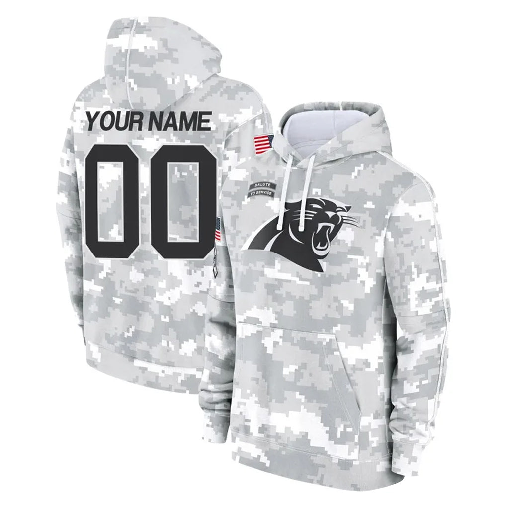 Fenge Custom C.Panthers Arctic Camo Salute to Service Pullover Hoodies Any Name & Numbers Stitched Jerseys