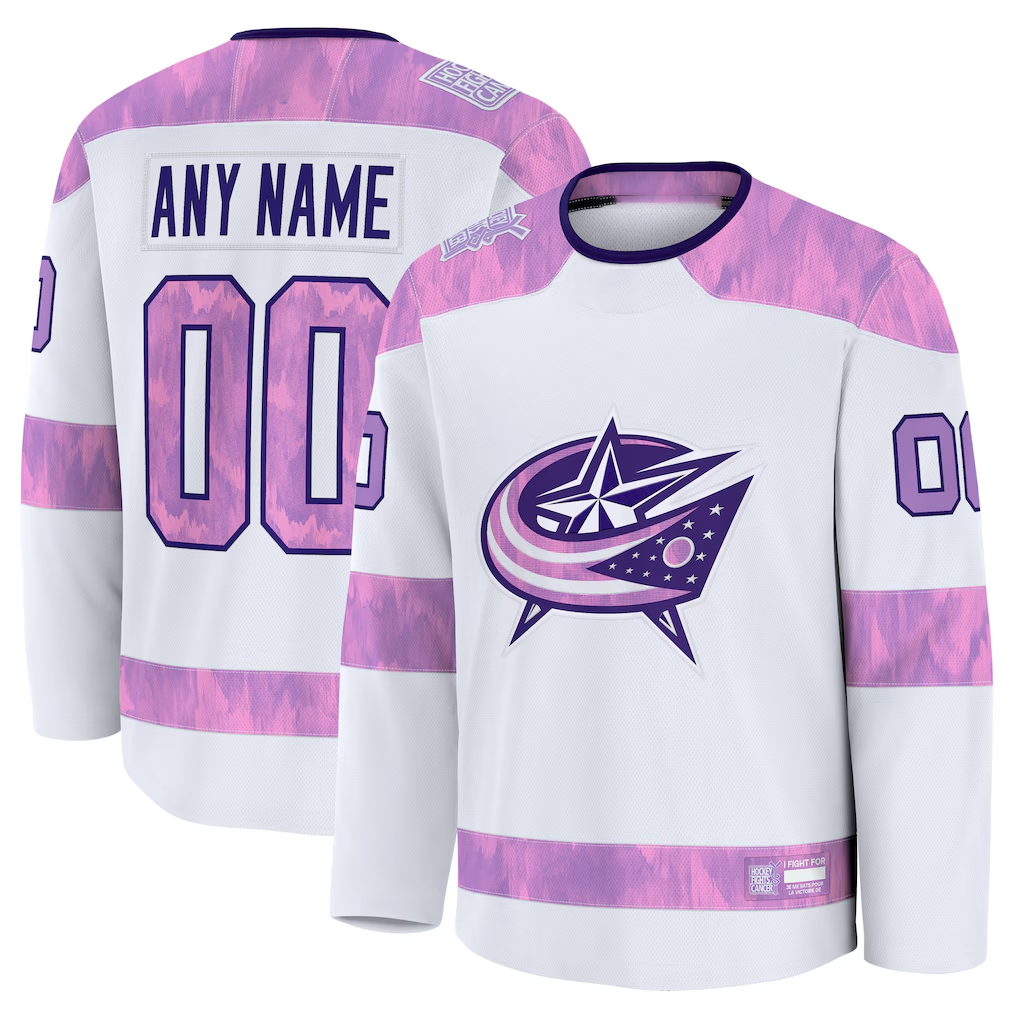 Fenge Custom CB.Jackets White 2024 Hockey Fights Cancer Practice Jersey