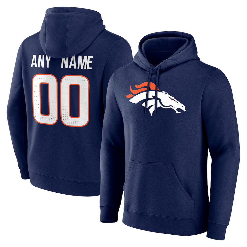 Fenge Custom D.Broncos Navy Pullover Hoodie Limited Any Name & Numbers Stitched Jerseys