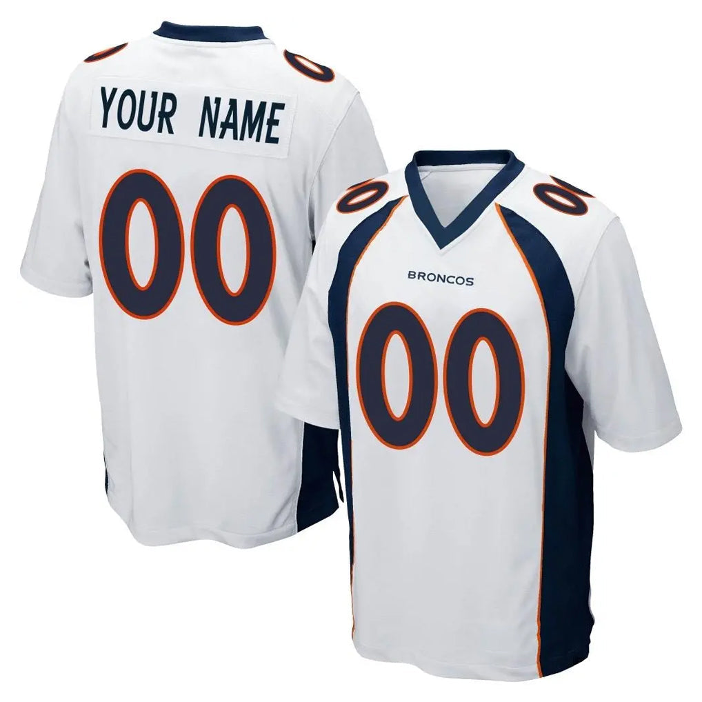 Fenge Custom D.Broncos White Game Any Name & Numbers Stitched Jerseys