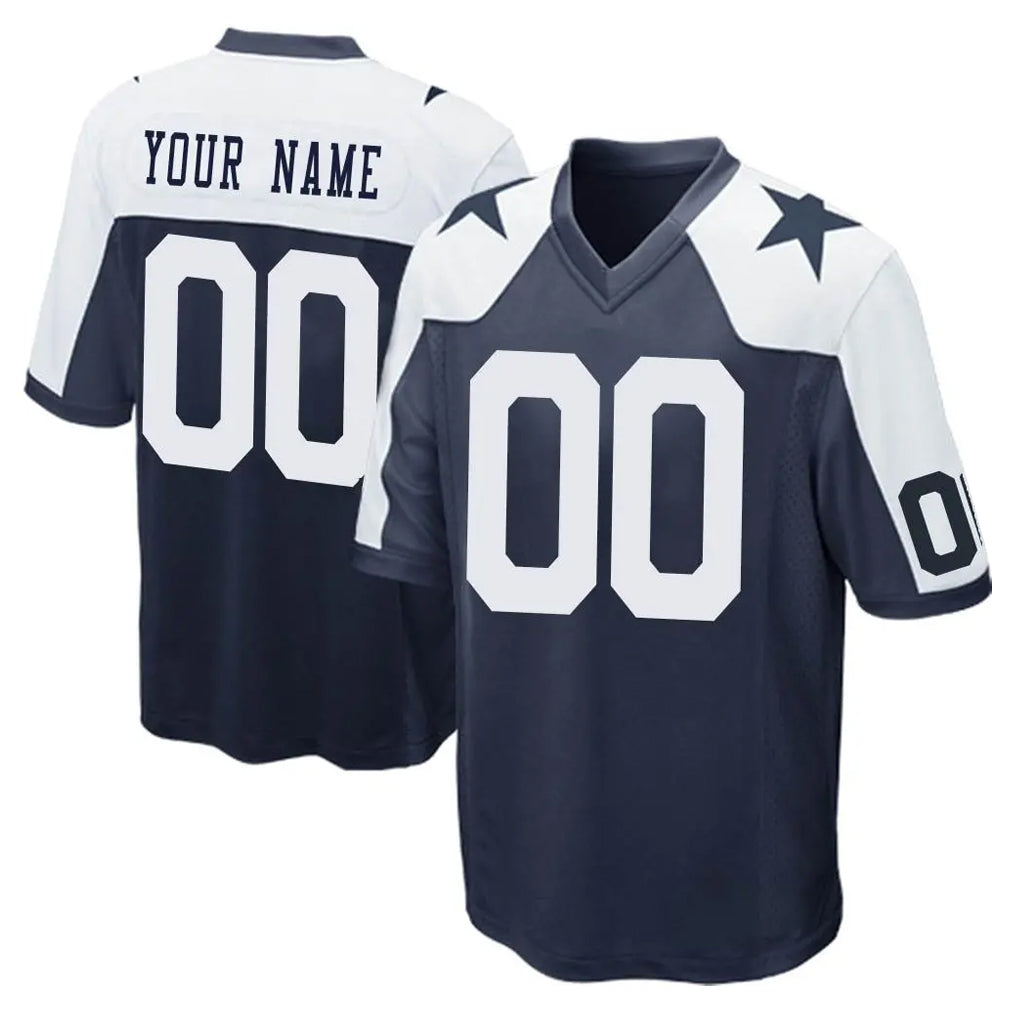 Fenge Custom D.Cowboys Navy-White Alternate Home Game Any Name & Numbers Stitched Jerseys