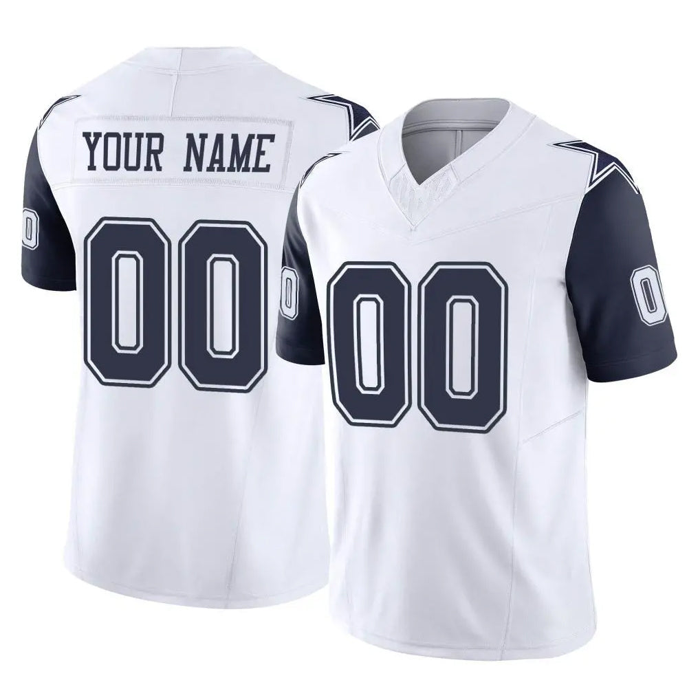 Fenge Custom D.Cowboys White-Navy Limited Vapor F.U.S.E. Home Game Any Name & Numbers Stitched Jerseys