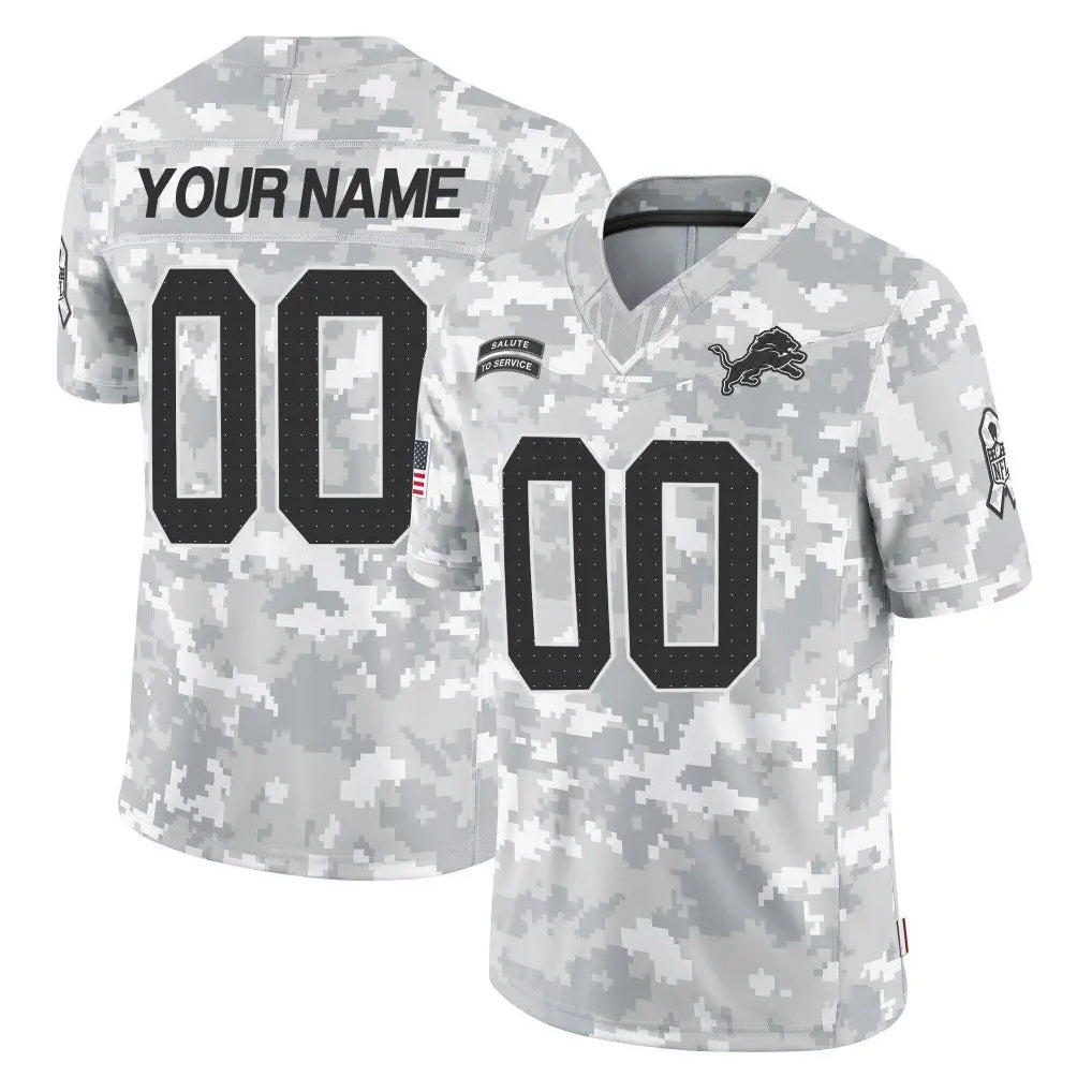 Fenge Custom D.Lions Arctic Camo Salute To Service Limited Any Name & Numbers Stitched Jerseys