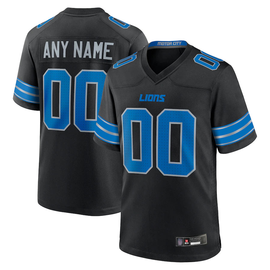 Fenge Custom D.Lions Black Home Game Stitched Jerseys