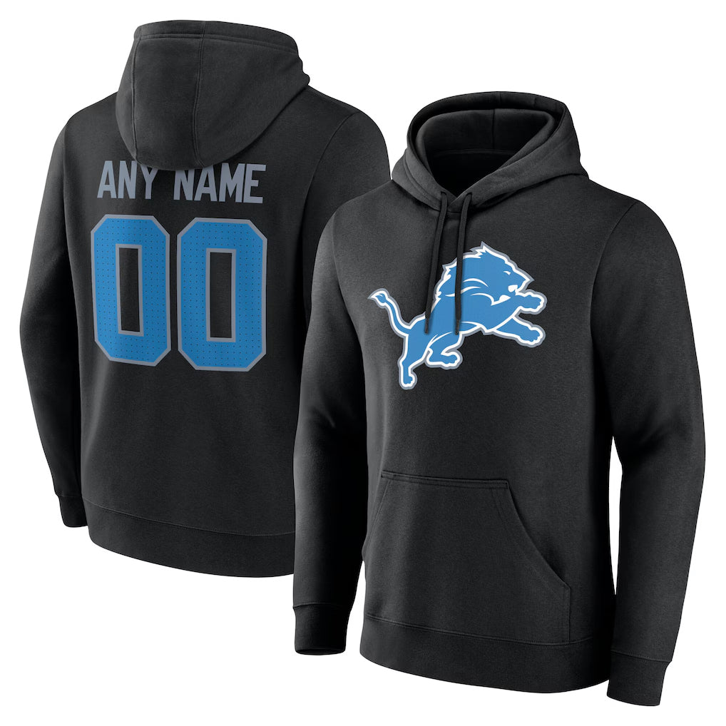 Fenge Custom D.Lions Black Pullover Hoodies Limited Any Name & Numbers Stitched Jerseys