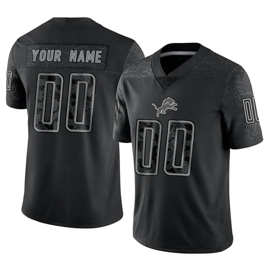 Fenge Custom D.Lions Black RFLCTV Limited Stitched Jerseys