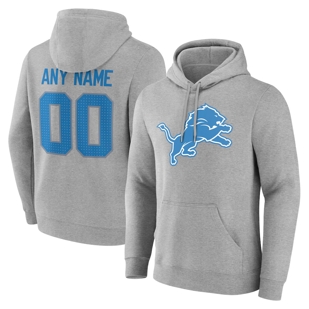 Fenge Custom D.Lions Gray Pullover Hoodies Limited Any Name & Numbers Stitched Jerseys