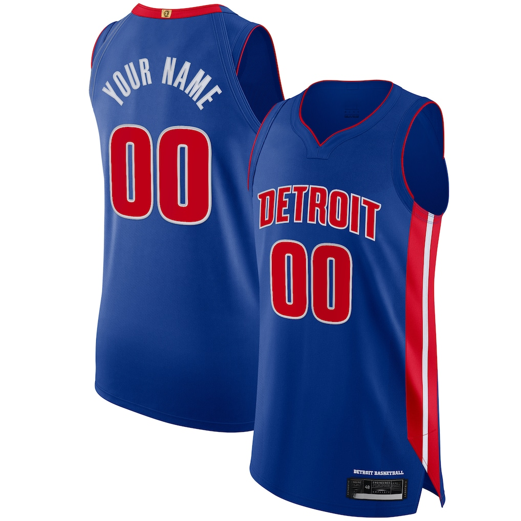 Fenge Custom D.Pistons Blue Authentic Jerseys - Icon Edition