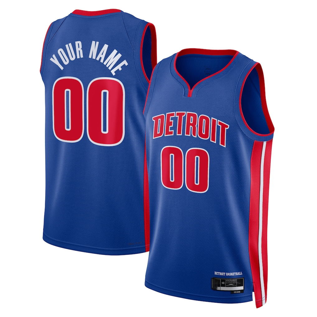 Fenge Custom D.Pistons Blue Swingman Jerseys - Icon Edition