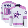 Fenge Custom D.Stars White 2024 Hockey Fights Cancer Practice Jerseys