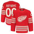Fenge Custom D.Red wings Red Anniversary Authentic Pro Jerseys