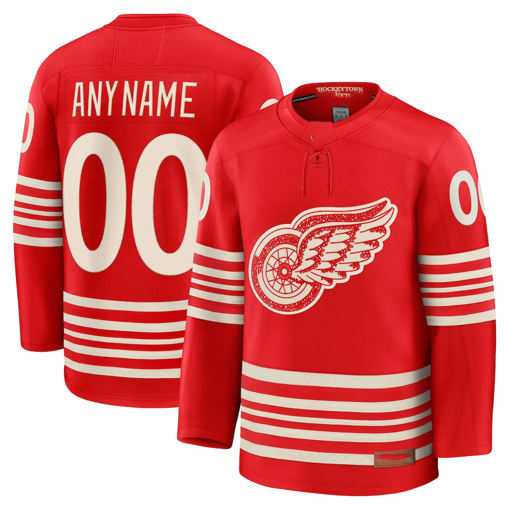 Fenge Custom D.Red wings Red Centennial Premium Jerseys